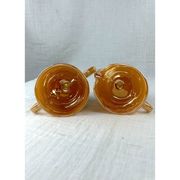 Fire King Peach Luster Laurel Leaf Design Vintage Sugar And Creamer Set - Picture 4 of 9